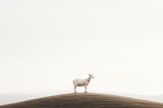 silhouette of single animal against bright expansive sky emphasizing its quiet presence large open copy space invites
