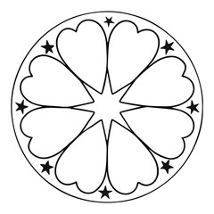 Fototapeta premium A hand-drawn illustration of a heart-themed mandala 