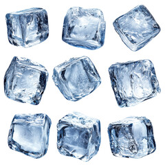 Obraz premium Ice cubes arranged in grid, showcasing their clear, crystalline structure and reflections. Perfect for cooling drinks