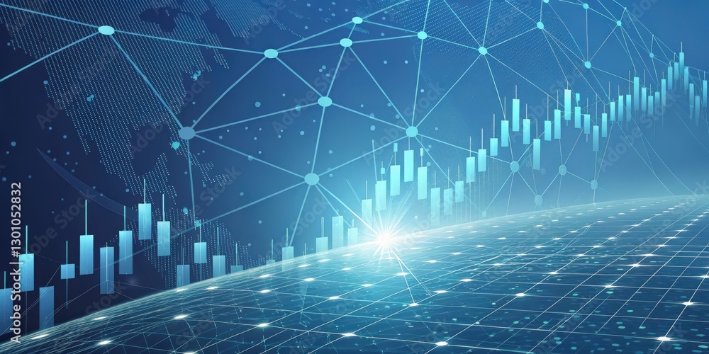 Poster abstract image of the stock market data with a network connection