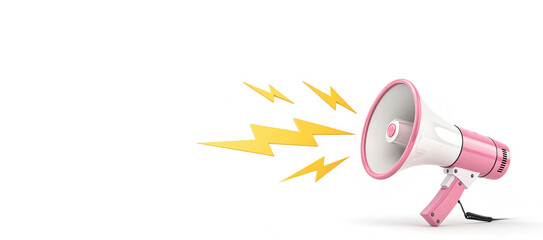 Isolated Pink and White Megaphone
