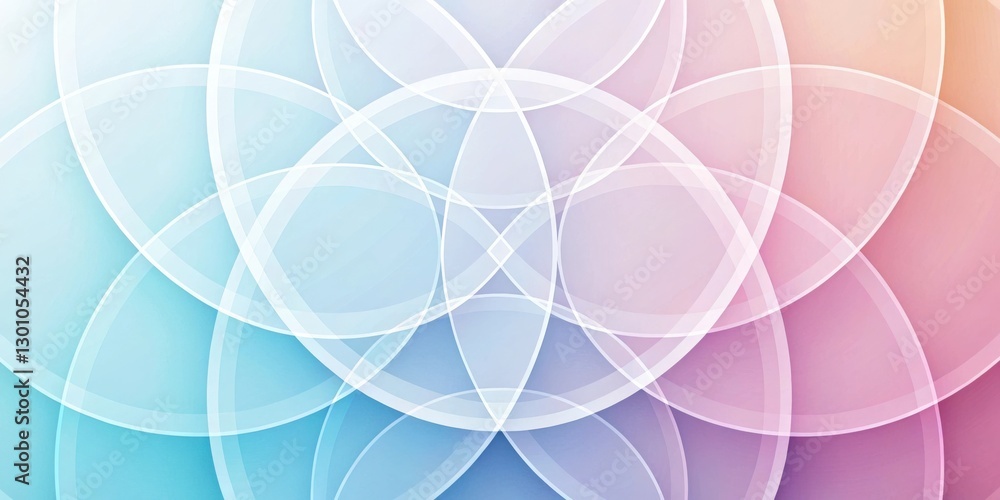 Poster abstract geometric design with overlapping circles, blending soft pastel colors