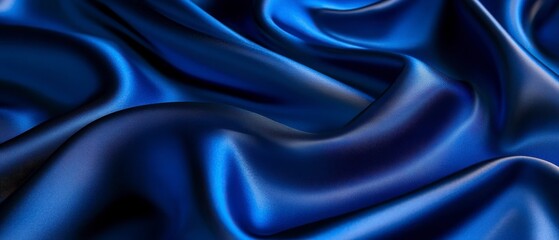 Fototapeta premium Luxurious Deep Blue Satin Fabric Draped Elegantly