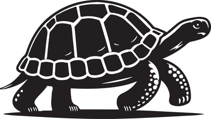  A Tortoise silhouette vector design with white background.