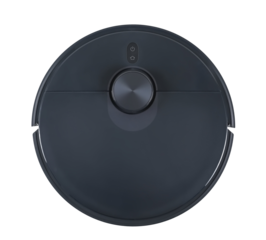 Robotic vacuum cleaner isolated on white background, top view