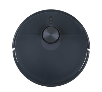 Robotic vacuum cleaner isolated on white background, top view