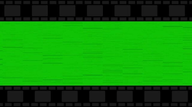 horizontal film clip with striped screen and green screen