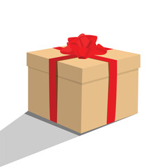Illustration of luxury gift box with red ribbon