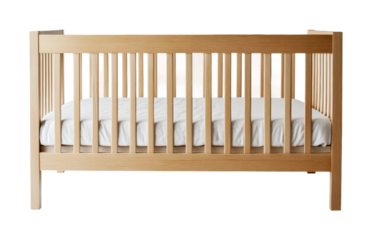Elegant wooden crib design for a cozy nursery setting with soft bedding for peaceful sleep and comfort, cut out
