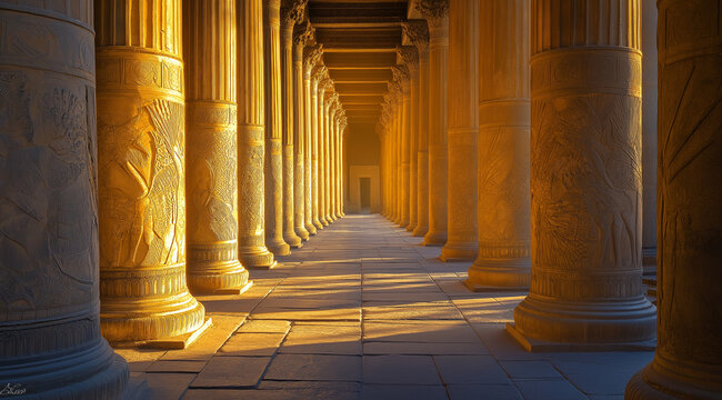 Majestic Columns of Persepolis&rsquo; Apadana Palace Under the Golden Midday Sun