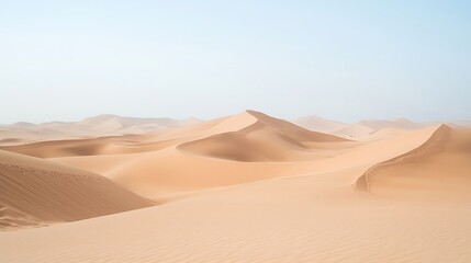 Vast Desert Landscapes Displaying Sandy Dunes Under a Clear Blue Sky