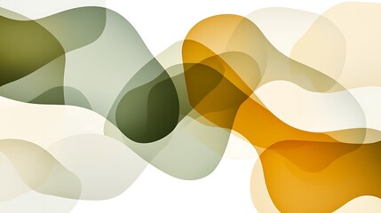 Abstract flowing shapes in shades of green and golden colors