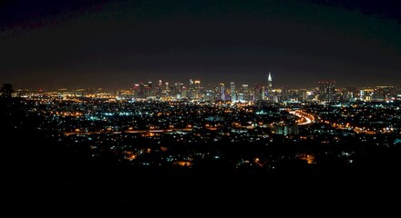 Night Cityscape Illuminated Skyline Urban Lights City at Night