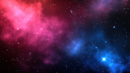 Fototapeta premium A stunning cosmic scene featuring vibrant pink and blue nebulae against a starry backdrop, evoking the mysteries of the universe.