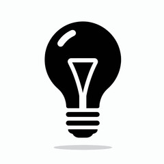 very simple flat and single minimalist Light Bulb Silhouette in black on a white background
