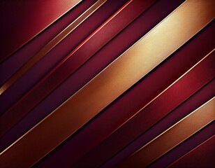 Obraz premium deep burgundy and bronze diagonal stripe background with metallic reflections