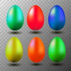Happy Easter, 3D eggs on a transparent background, colorful eggs, Vector illustration EPS10