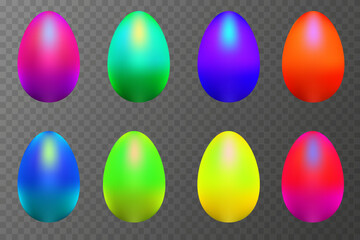 Happy Easter, 3D eggs on a transparent background, colorful eggs, Vector illustration EPS10