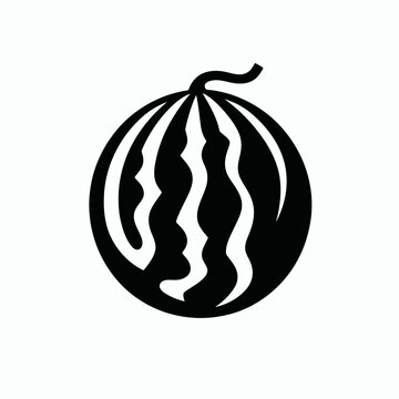 recommend clip art: very simple flat and single minimalist Melon Silhouette in black on a white background