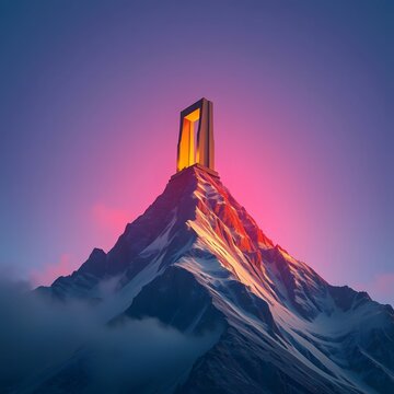 Fototapeta Floating Monument on Majestic Mountain