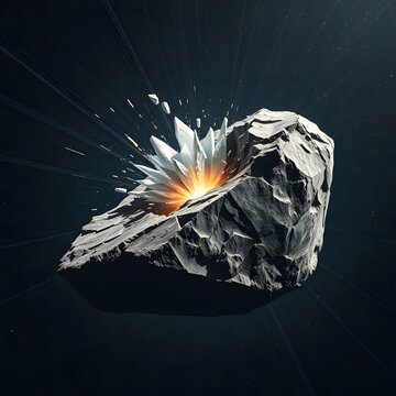 Imploding Glacier on an Asteroid in Space