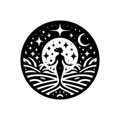 Creative world lady  logo, icon silhouette design