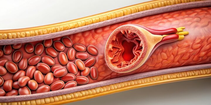 Cross section of artery with atherosclerosis and atheromatous plaque
