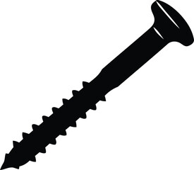 Black color various screws vector with transparent background, various screws silhouette vector, various screws line art vector illustration