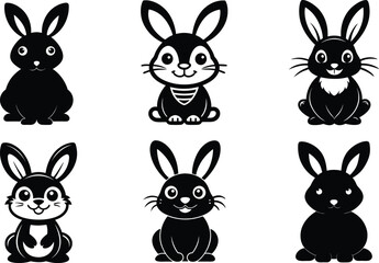 Adorable Coquette Easter Bunny Silhouette Icon | Cute Holiday Vector