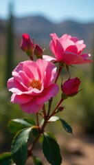 Desert Rose flowers blooming on tree branches, succulent plant, flora