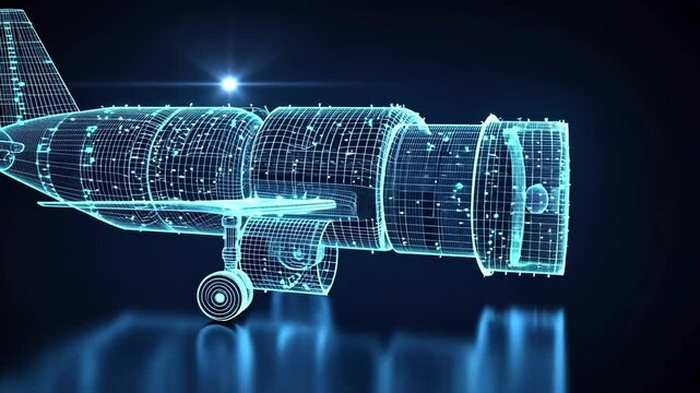 Abstract Wireframe Airplane Design