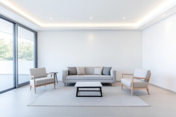 Fototapeta premium modern and spacious living room with sleek furniture natural lighting and inviting atmosphere for relaxation enhanced