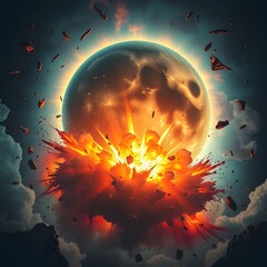 Exploding Moon in a Dreamscape