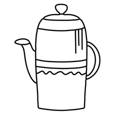 a modern kettle hand drawn line art nordic scandinavian illustraion 