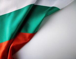 Bulgaria's national flag draped gracefully showcasing vibrant colors and rich heritage