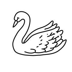 A swan hand drawn line art nordic scandinavian illustraion 