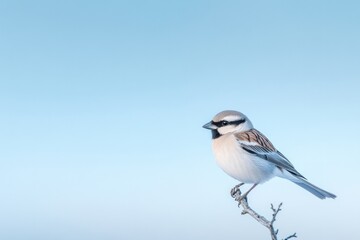 solitary bird peacefully perched on leafless branch against clear vast sky offering abundant copy space image should
