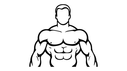body builder outline shape vector illustration, strong body vector icon illustration