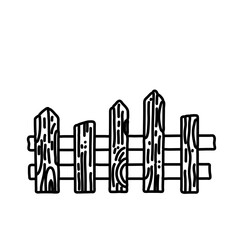 Wooden fences hand drawn line art nordic scandinavian illustraion 