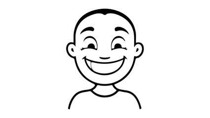 funny cartoon character smiling, cartoon kid outline vector illustration