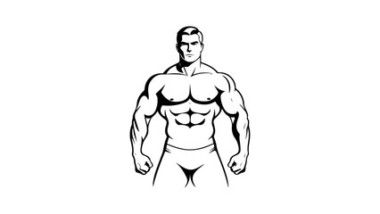 muscles big person outline icon vector illustration, muscle man outline shape
