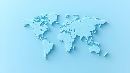 Fototapeta premium Light Blue World Map with Textured Surface on Soft Color Background