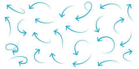 Hand drawn vector arrows doodle set on white background. design element vector illustration.