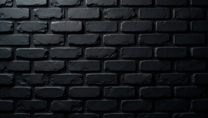 Obraz premium Uniform black brick, subtle shadow detail High-resolution background , smooth, black brick, black and white