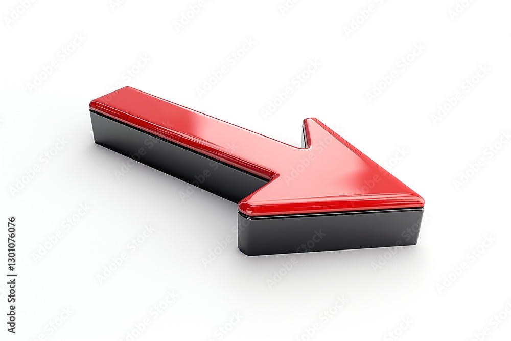 Poster a glossy red leftward arrow icon with a black base, symbolizing direction and guidance.