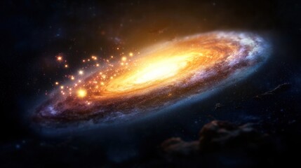 Obraz premium Cosmic Collision, Spiral Galaxy, Exploding Stars, Nebulae in Space