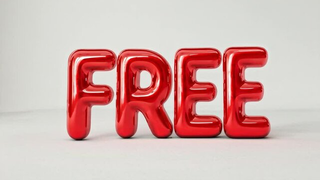 Red Balloons Forming the Word Free on White Background