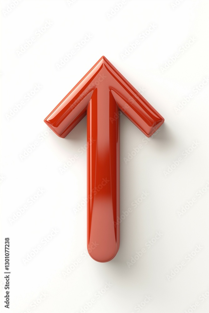 Poster a glossy red arrow pointing upward, symbolizing progress and direction.