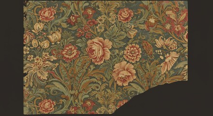 Intricate floral tapestry rich muted tones. AI Generated