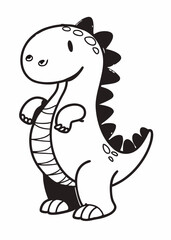 Friendly Dinosaur Illustration: A cheerful, cartoon dinosaur with a simple, adorable design. The creature stands, exuding a playful charm, inviting imagination, and perfect for children's content.